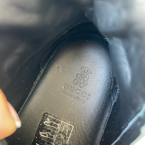 GUCCI baby toddler size 23 black & silver metallic high top sneakers designer - Picture 9 of 10